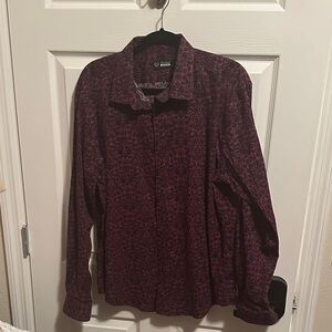 Purple Patterned Button-Up Shirt